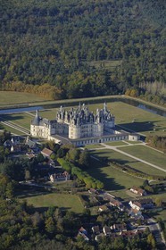 France, Loir et Cher, Loire Valley listed as World Heritage by UNESCO, Chateau de Chambord (aerial view)