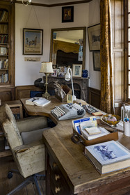 France, Yonne, regional natural park of Morvan, Vézelay, a UNESCO World Heritage site, labelled Les Plus Beaux Villages de France, starting point of one of the main ways to Santiago de Compostela, the office of the french writer Jules Roy in his house