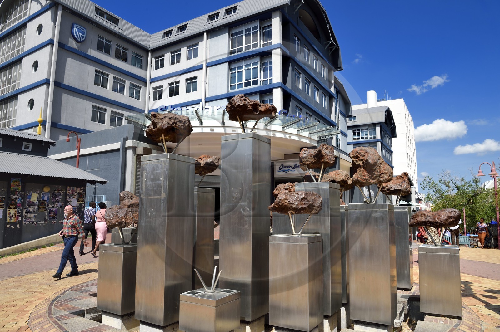 Namibia, Khomas region, Windhoek, Meteorite Fountain in Post street Mall (Gibeon Meteorites)