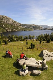 Norway, Rogaland County, around Lysefjord, small lake on the hiking trail leading to Preikestolen Rock