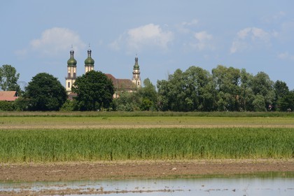 France, Bas Rhin, the Ried, Ebersmunster, abbey church of Saint-Maurice from the 18th century and german baroque style