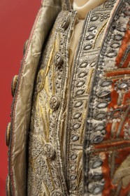 France, Rhone, Lyon, historical site listed as World Heritage by UNESCO, Textiles and Decorative Arts museum, embroidered velvet and silk man's dress (Lyon around 1780)