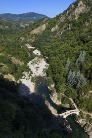 France, Ardeche, Thueyts, the Pont du Diable (the Devil's Bridge) in the upper valley of the Ardeche River
