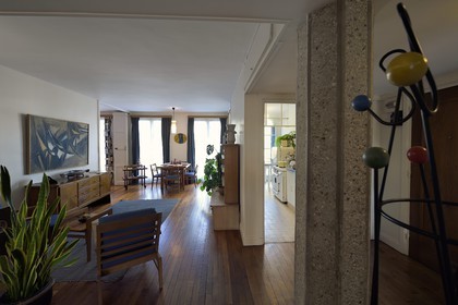 France, Seine Maritime, Le Havre, Downtown rebuilt by Auguste Perret listed as World Heritage by UNESCO, Maison du Patrimoine atelier Perret, appartement Perret, historic showflat of the post war period, furnished in a 1950's style