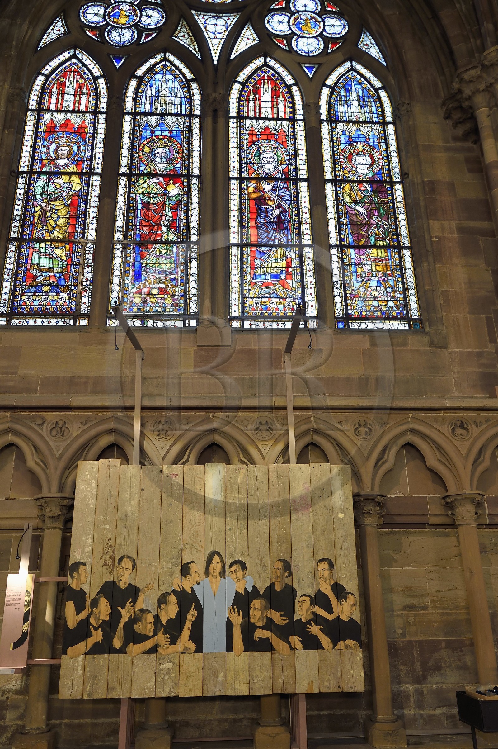France, Bas-Rhin (67), Strasbourg, vieille ville classée au Patrimoine Mondial de l'UNESCO, la cathédrale Notre-Dame, la Cène oeuvre du peintre Christoff Baron exposé dans la nef