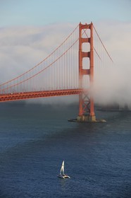 United States, California, San Francisco, Golden Gate Bridge rising above the fog
