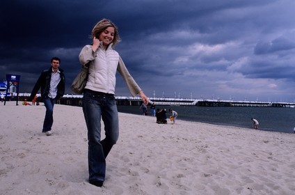 Poland, Eastern Pomerania, Gdansk, the beach and the jetty of Sopot