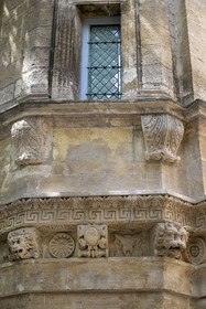 France, Bouches du Rhone, Regional Natural Park of the Alpilles, Saint Remy de Provence, Place Favier, Place Charles Favier, facade of the Renaissance Mistral de Mondragon mansion which houses the Alpilles museum