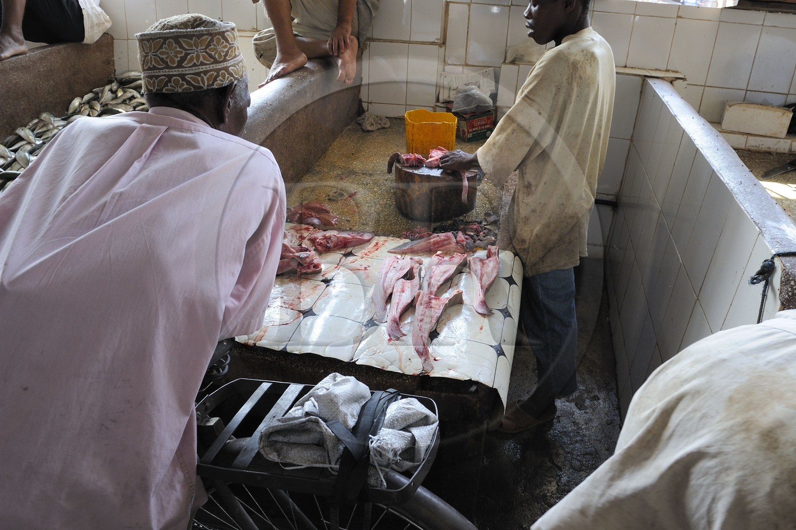 Tanzanie, Zanzibar, Stown Town, le marché de Darajani, marché au poissons