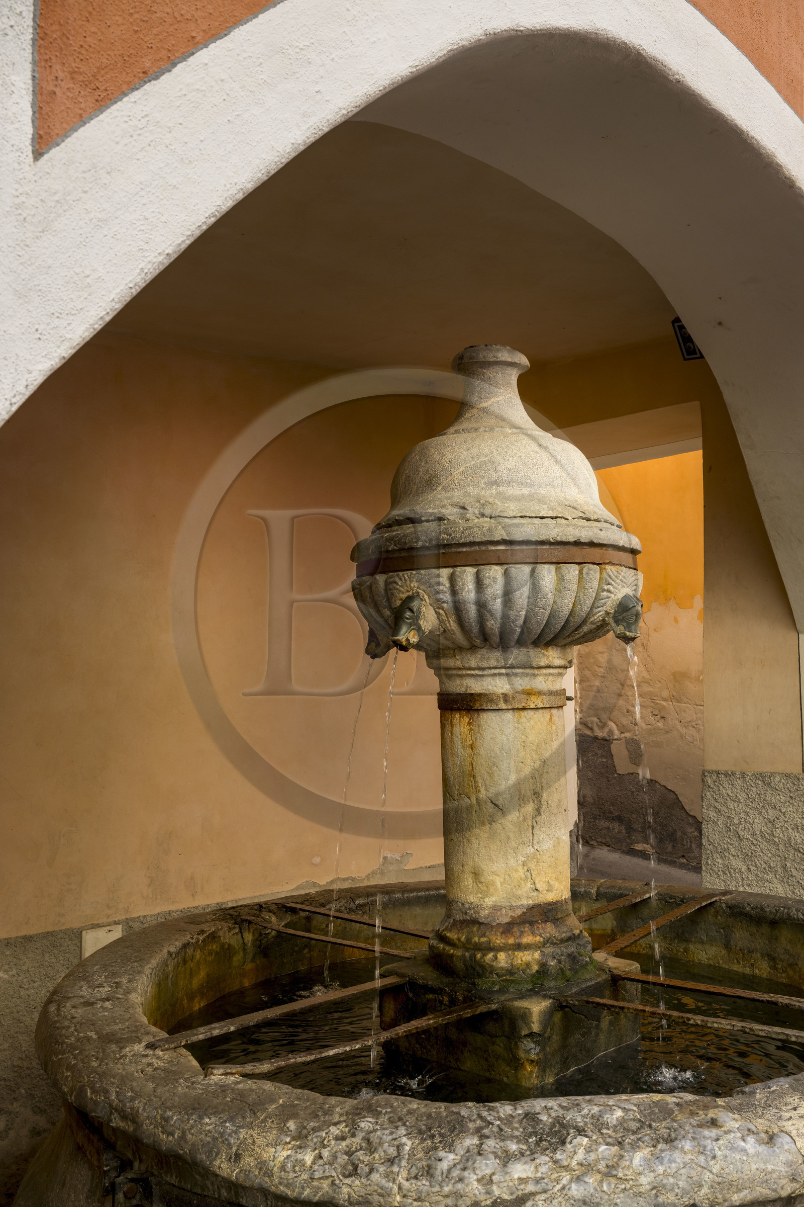 France, Hautes Alpes, Briancon, Vauban site listed as UNESCO World Heritage, old town within the citadel, fontaine des Soupirs fountain in the Grande Rue