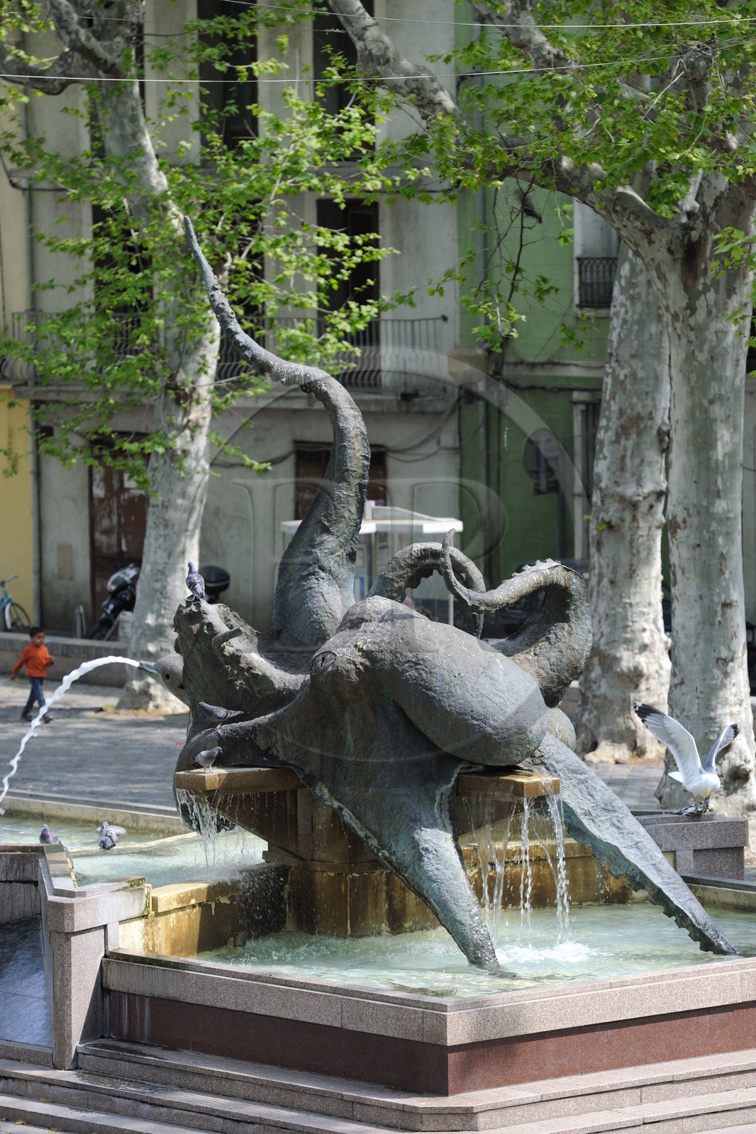 France, Hérault (34), Sète, place Léon Blum, fontaine le Poufre création de l'artiste Pierre Nocca