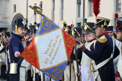 Italy, Liguria, Sarzana, Napoleon Festival, french soldiers of the Grande Armée of the 18th Heavy Infantry Regiment whose motto was Value and Discipline