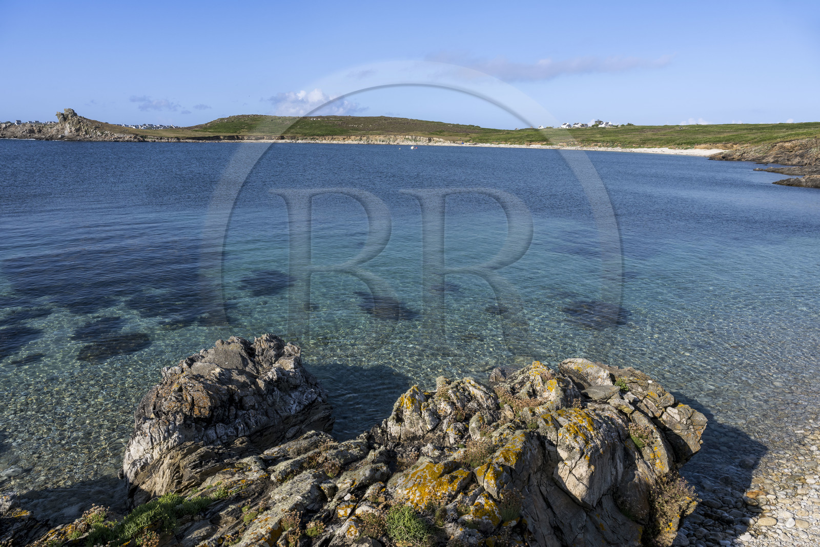 France, Finistère (29), Mer d'Iroise, Ile d'Ouessant, Baie de Lampaul, Porz Goret  sur la cote Sud