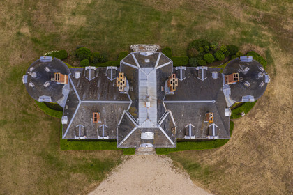 France, Allier (03), former province of Bourbonnais, Besson, Nouveau-Bostz castle belonging to the Prince Charles Henri de Lobkowicz descendant of the Bourbon-Parma (aerial view)