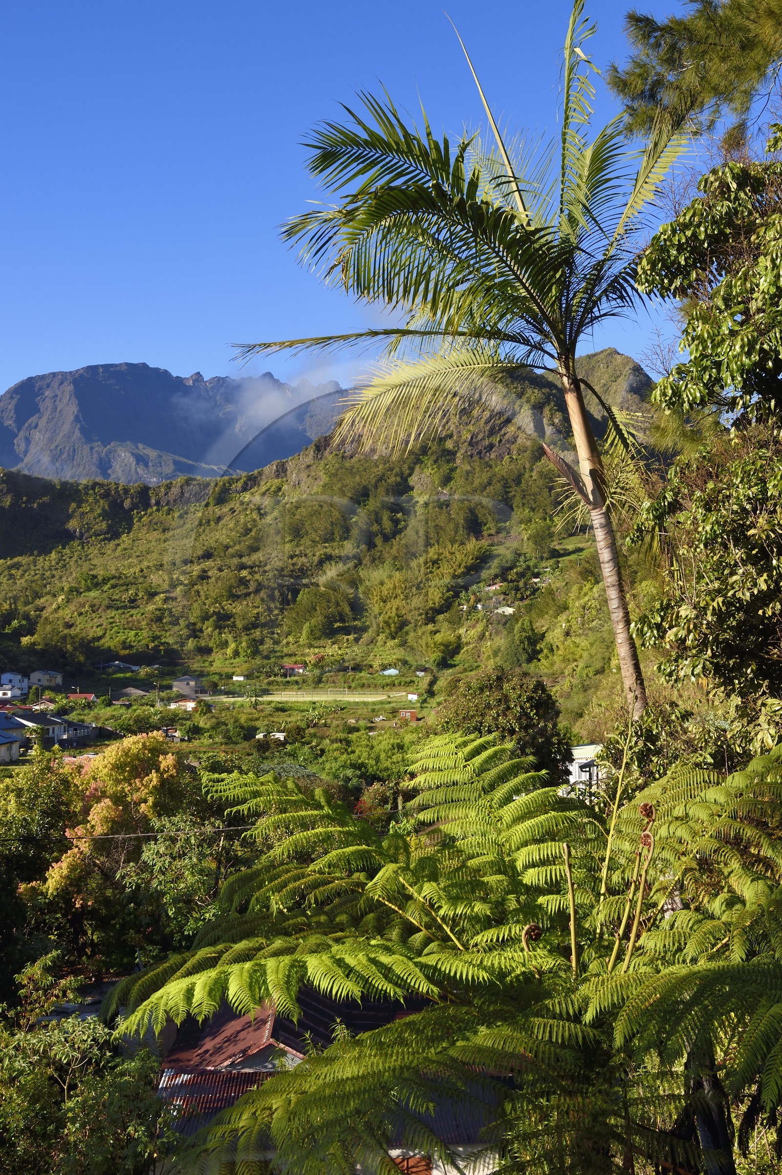 France, Ile de la Reunion, Cirque de Salazie, classé Patrimoine Mondial de l'UNESCO, le hameau de Mare à Vieille Place