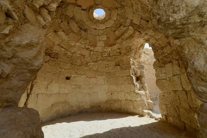 Israel, West Bank, Herodium or Herodion is a volcano-like hill with a truncated cone with a a fortress and palace build by Herod the Great (Herodion National Park), the former bathhouse
