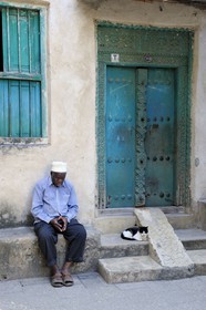 Tanzania, Zanzibar, Stown Town, an arabic type door from the old city in the Shangani neighborhood