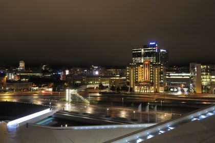 Norway, Oslo, docks district of Bjorvika, the city seen from the top of the new opera house by Snohetta architects