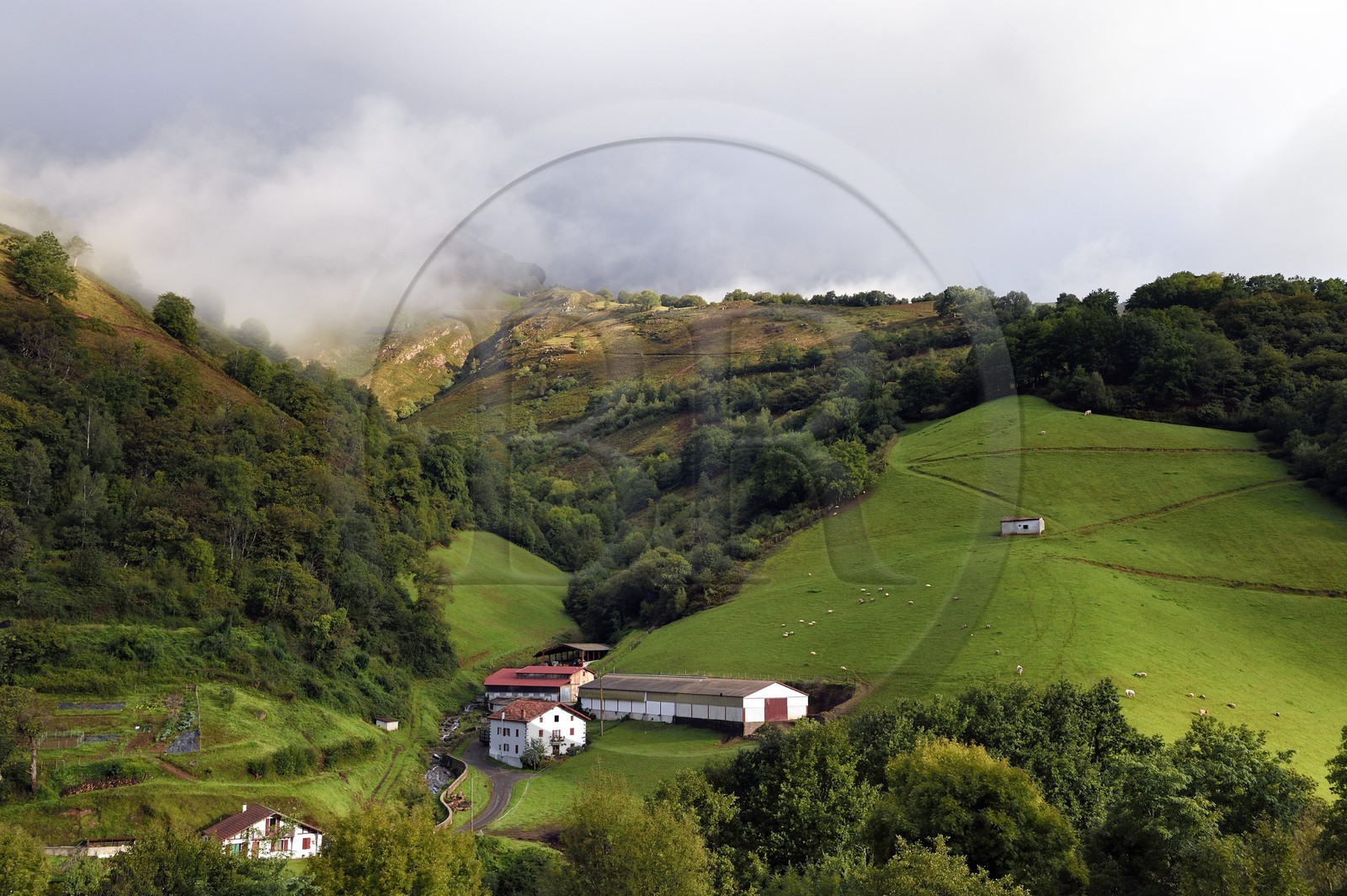 France, Pyrénées-Atlantiques (64), Pays-Basque, vallée des Aldudes, site de la ferme aquacole de Banca
