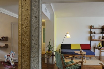 France, Seine Maritime, Le Havre, Downtown rebuilt by Auguste Perret listed as World Heritage by UNESCO, appartement Perret, historic showflat of the post war period, furnished in a 1950's style