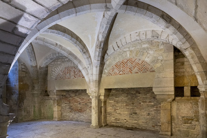 France, Côte-d'Or (21), Marmagne, l'abbaye cistercienne de Fontenay classée au Patrimoine Mondial de l'UNESCO, pièce attenante au scriptorium, le chauffoir est la seul pièce chauffée de l'abbaye