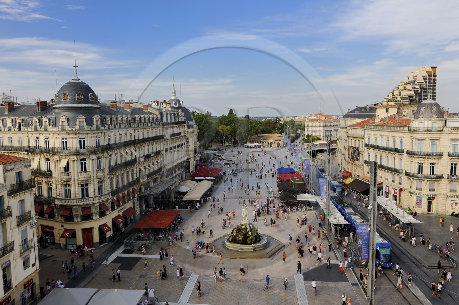 France, Hérault (34), Montpellier, centre historique, l'Ecusson, tramway place de la Comédie