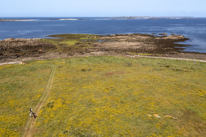 France, Finistère (29), Mer d'Iroise, archipel de Molène, pointe Ouest de l'Ile de Quéménès (vue aérienne)