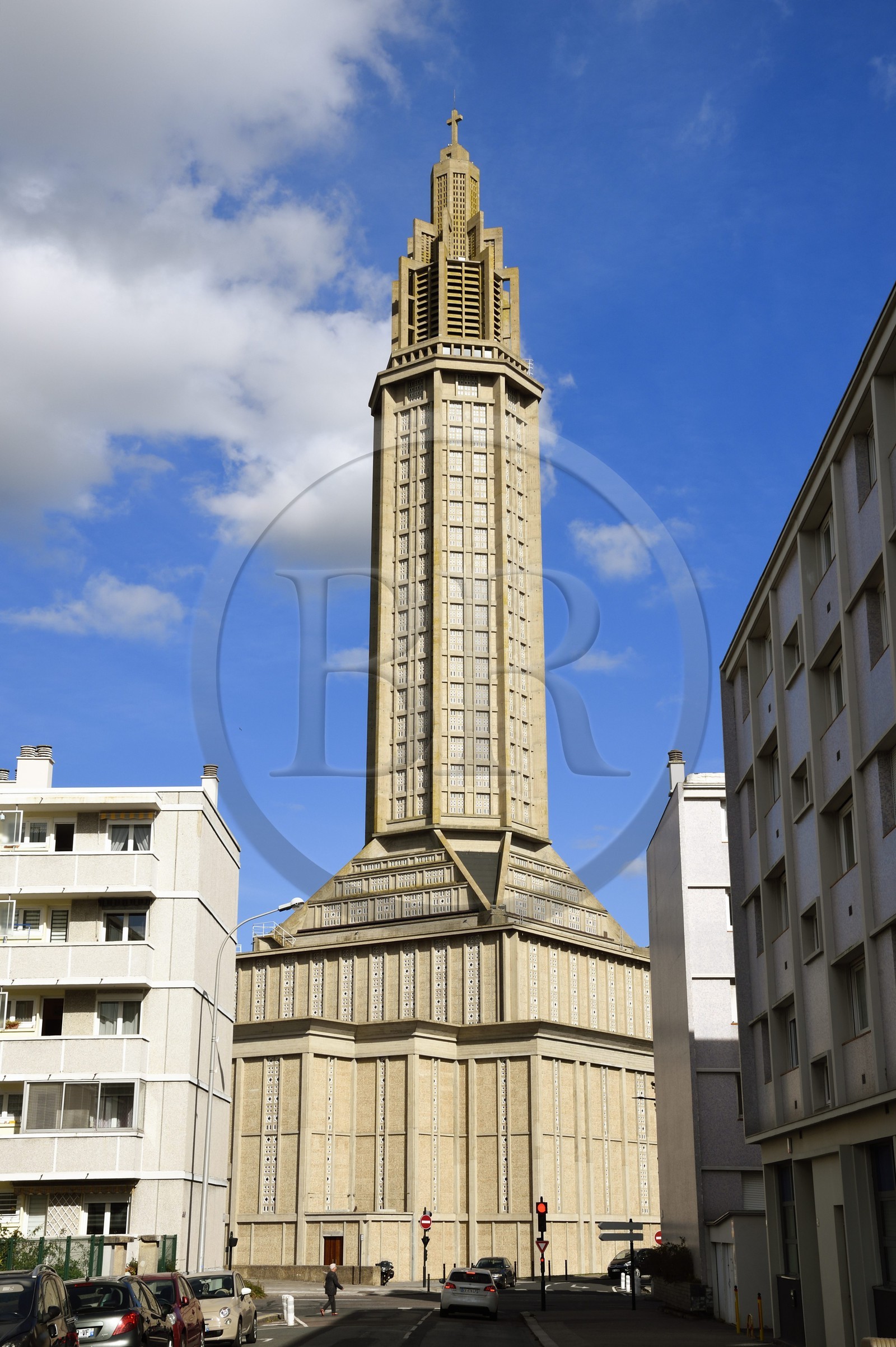 France, Seine-Maritime (76), Le Havre, Centre-ville reconstruit du Havre par Auguste Perret classé Patrimoine Mondial de l'UNESCO, la Tour Lanterne de l'église Saint-Joseph