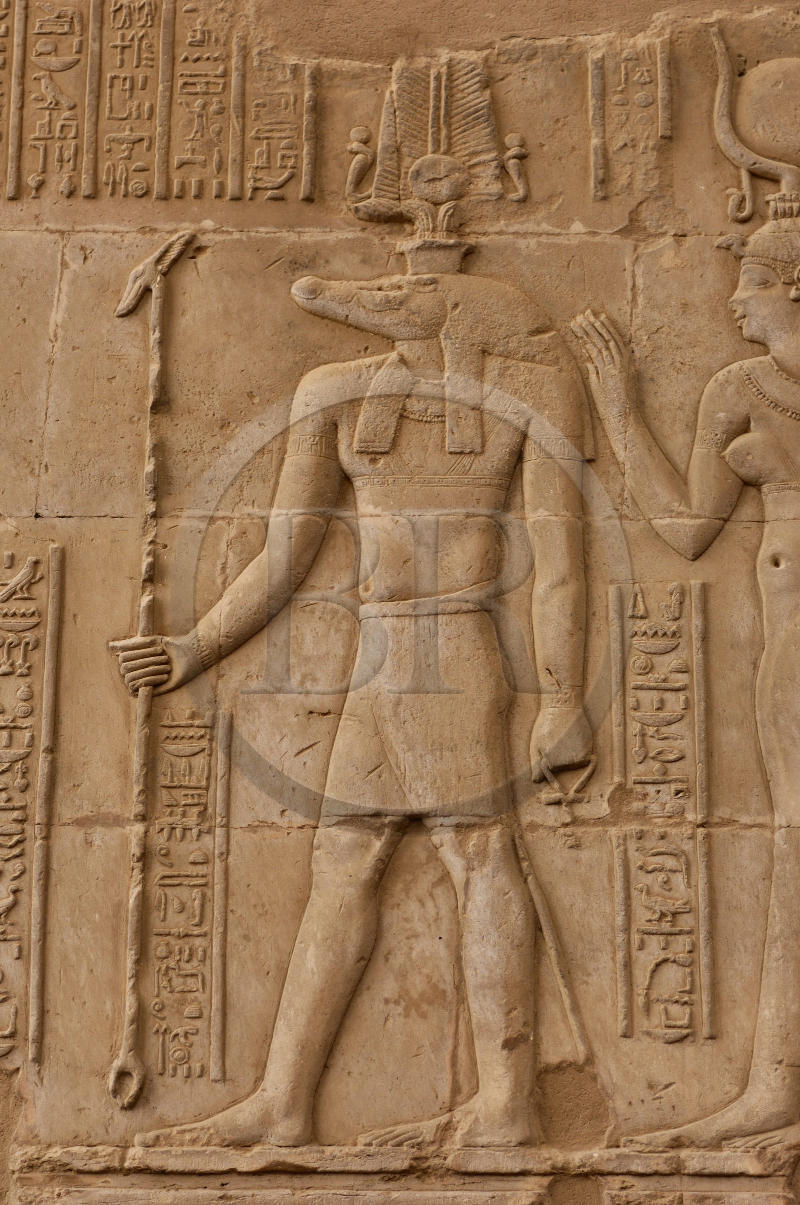 Egypte, Haute Egypte, vallée du Nil, temple de Kom Ombo dédié au dieu Sobek à tête de crocodile