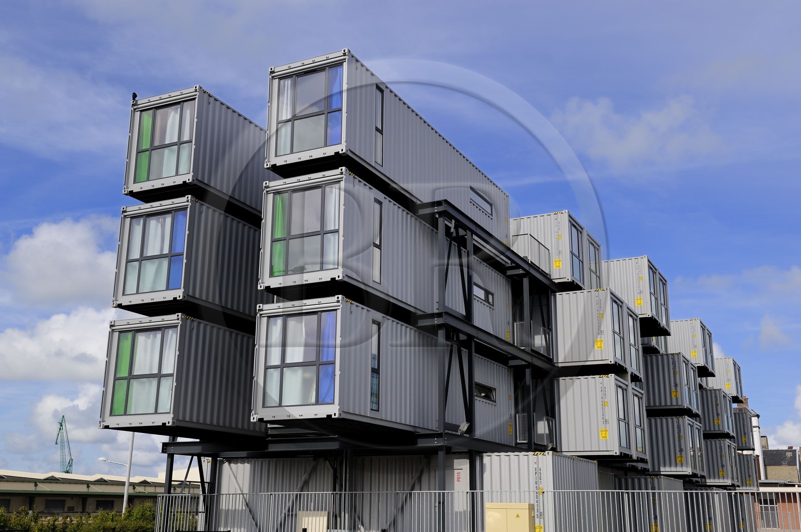 France, Seine-Maritime (76), Le Havre, quartier de l'Eure, résidence étudiante A'docks crée à partir de conteneurs de fret