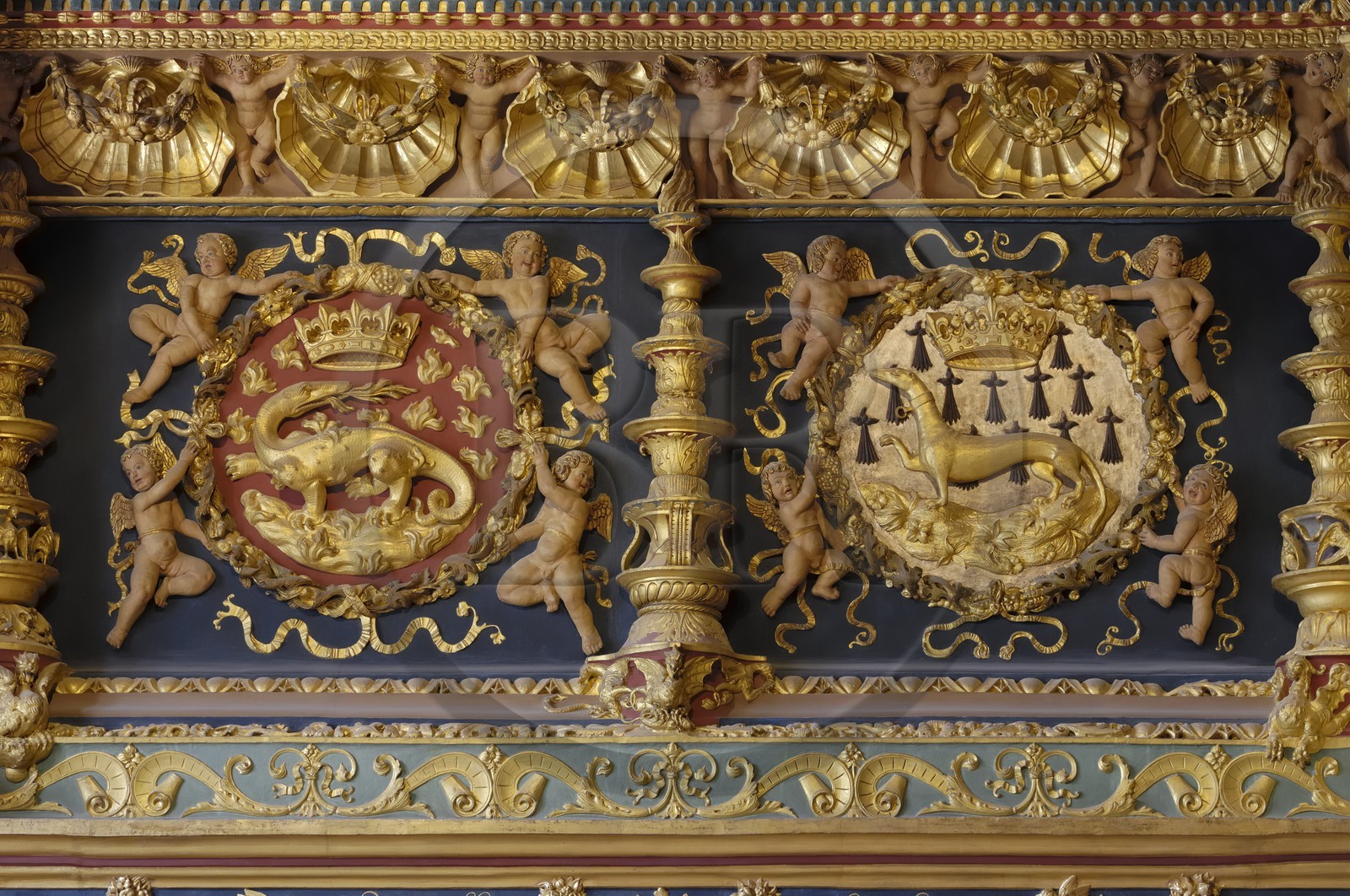 France, Loir-et-Cher (41), vallée de la Loire classée au Patrimoine Mondial de l'UNESCO, château de Blois, salle des capitaines des gardes