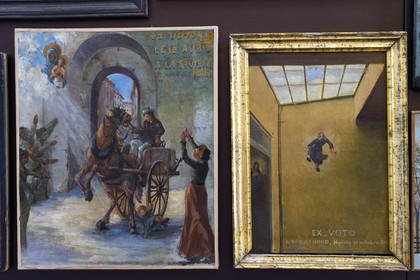 France, Var, Hyeres, Collegiale Saint Paul (12th century), it houses a permanent exhibition of 432 ex-votos, each illustrating a scene from everyday life faced with a defined situation of danger or threat