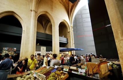 France, Dordogne, Sarlat la Caneda, old Saint Marie's church, now a market
