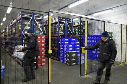 Norway, Svalbard, Spitzbergen, Longyearbyen, Svalbard Global Seed Vault (Seed Bank), seed storage room artificially maintained at -18°C, there are nearly 900000 samples deposited, from 200 countries of origin and 73 depositor institutes