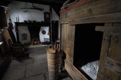 Royaume-Uni, Ecosse, les Shetland, Sud du Mainland, Croft house museum, petite ferme traditionnelle à toit de chaume