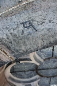 France, Bas Rhin, Strasbourg, old town listed as World Heritage by UNESCO, Notre Dame Cathedral, eastern facade, mason's mark