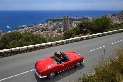 Principality of Monaco, collection convertible Alfa Romeo Giulietta on the Moyenne Corniche road overlooking Monaco