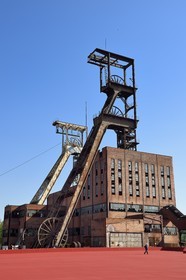 France, Moselle, Petite Rosselle, carreau Wendel museum, mine shafts headframe Wendel 1 and 2