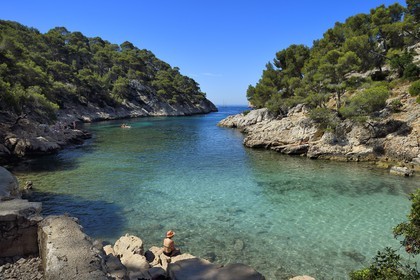 France, Bouches-du-Rhône (13), Marseille, Parc national des Calanques, Calanque de Port-Pin (demande d'autorisation nécessaire avant publication)