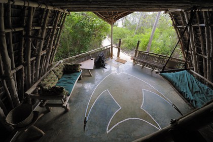 Tanzanie, archipel de Zanzibar, île de Unguja (Zanzibar), côte ouest, Eco-bungalows de la réserve naturelle de Chumbe Island Coral Park