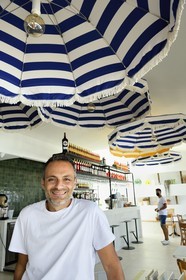 France, Var, Toulon, Mourillon beach, restaurant Il Parasole, the director and chef Marco Casolla