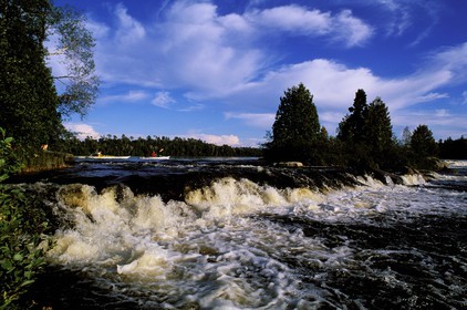 Canada, Quebec Province, La Verendrye Wildlife Reserve, the Ottawa River, sea kayaks over the rapids