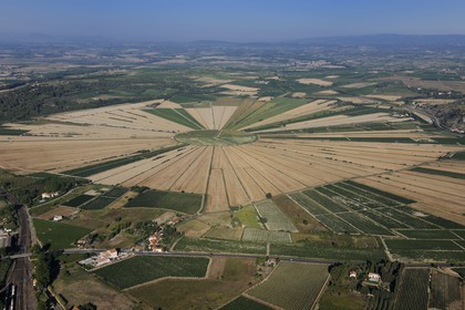 France, Herault, the former Etang de Montady, the old pond was drained in 1247 (aerial view)