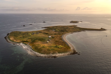 France, Finistère, Iroise Sea, Molene archipelago, Molene Island (aerial view)