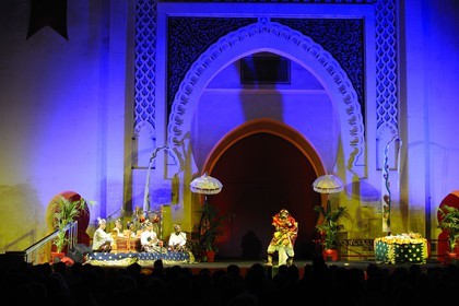 Morocco, Middle Atlas, Fez, Imperial City, Bab Makina Gate, Festival of World Sacred Music, Bali traditional dance and singing by Panti Pusaka Buday group
