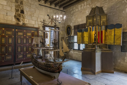 France, Herault, Montpellier, historic center called the Ecusson, Hotel de Varenne, private mansion dating from medieval times and home to the Museum of Old Montpellier