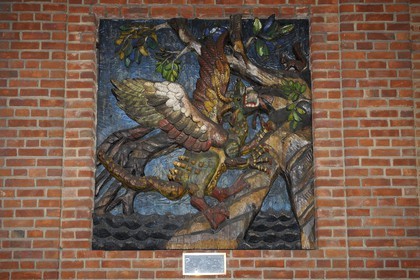 Norway, Oslo, Town Hall (Radhuset), bas reliefs with Viking myths