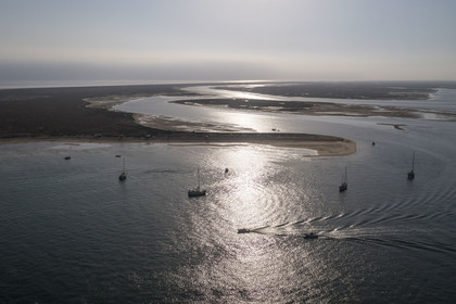 Portugal, Algarve, Ria Formosa Natural Park, Faro, Island of Barreta or Deserta (Ilha da Barretta or Deserta)(aerial view)