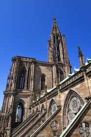 France, Bas Rhin, Strasbourg, old town listed as World Heritage by UNESCO, Notre Dame Cathedral, flying buttresses of the southern facade