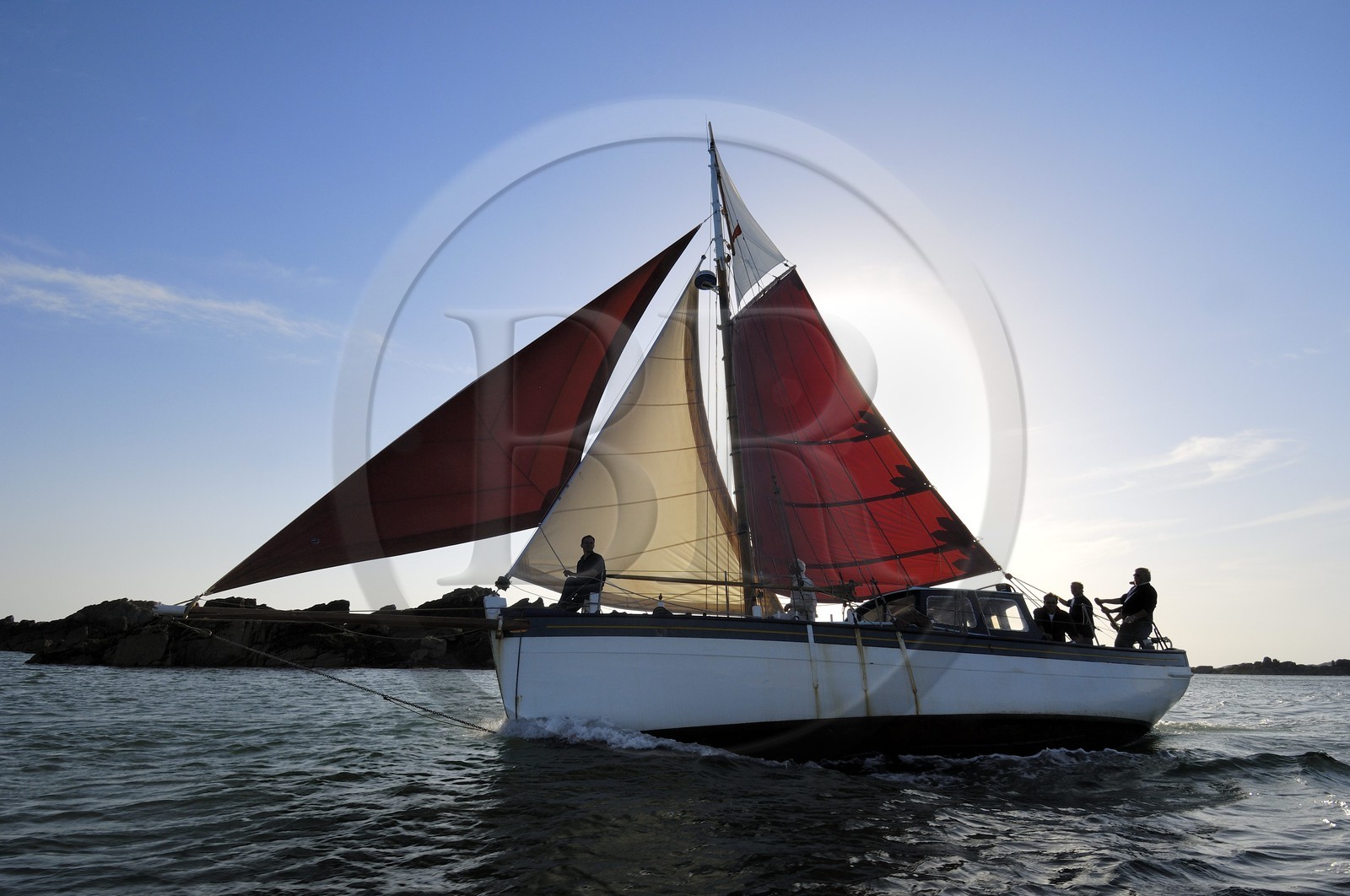 France, Manche (50), archipel des îles Chausey, le Courrier des Iles dessiné par le peintre de la marine Marin Marie